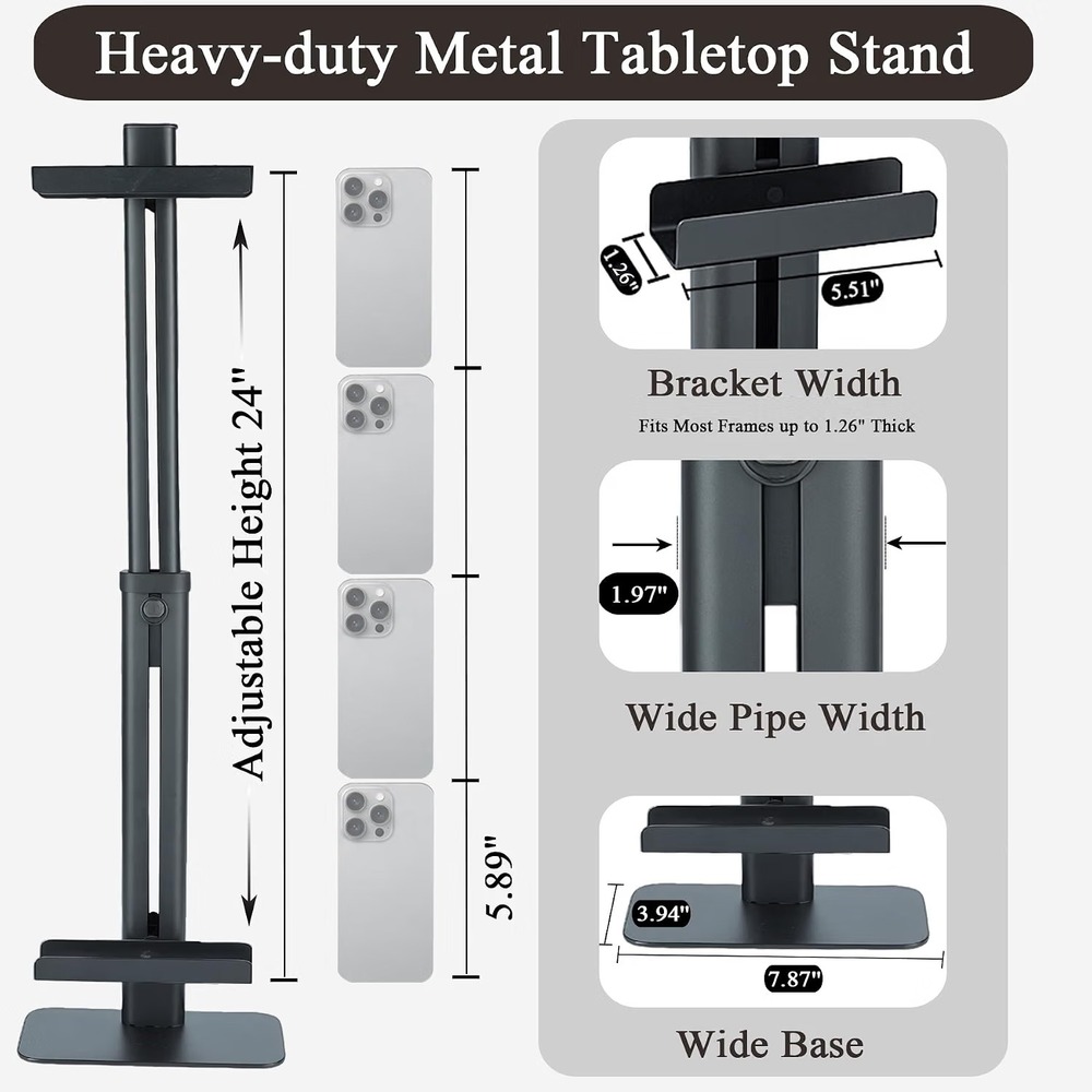 24" Black Adjustable Tabletop Easel Stand Metal Picture Frame Holder Dazzlife
